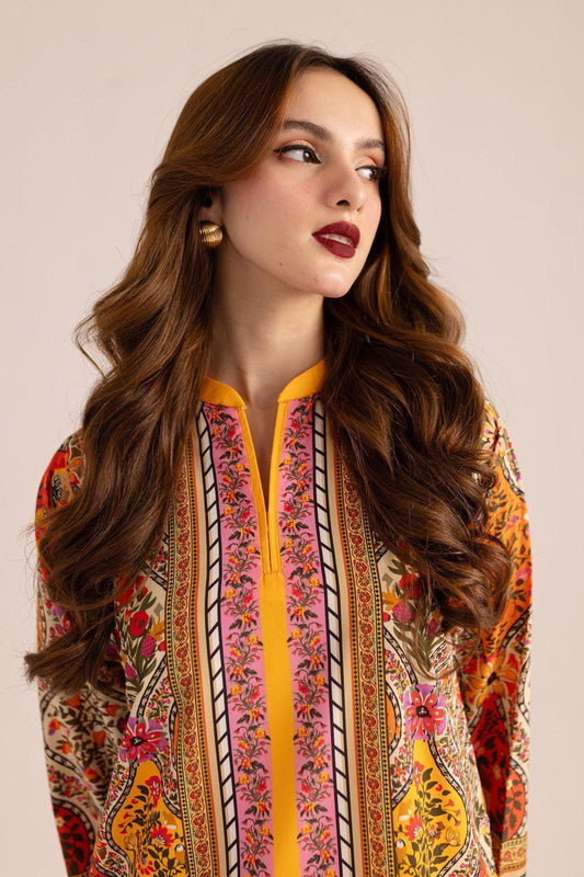 Luxury Printed Lawn 2-Piece Suit – Vibrant Ethnic Kurti & Trousers Set for Women